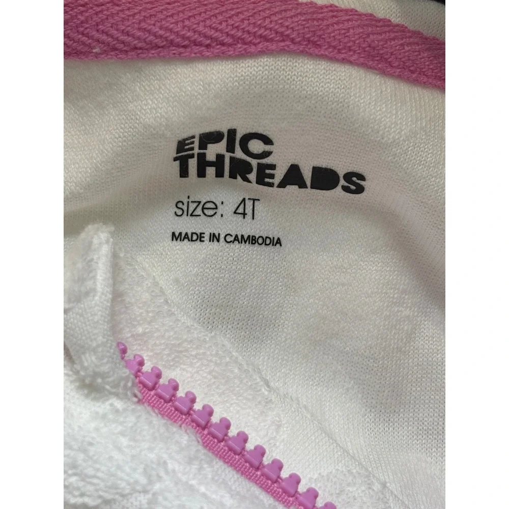 Epic Threads Girls White Floral Terry Cloth Hooded Swim Cover Up Quarter Zip 4T